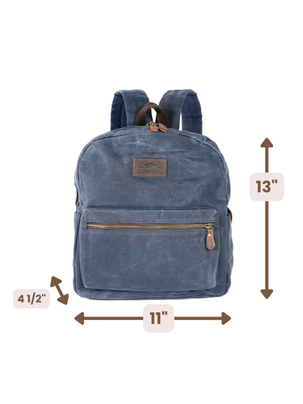 Purnell Waxed Canvas And Leather Backpack Small Blue 13” Laptop Water Resistant